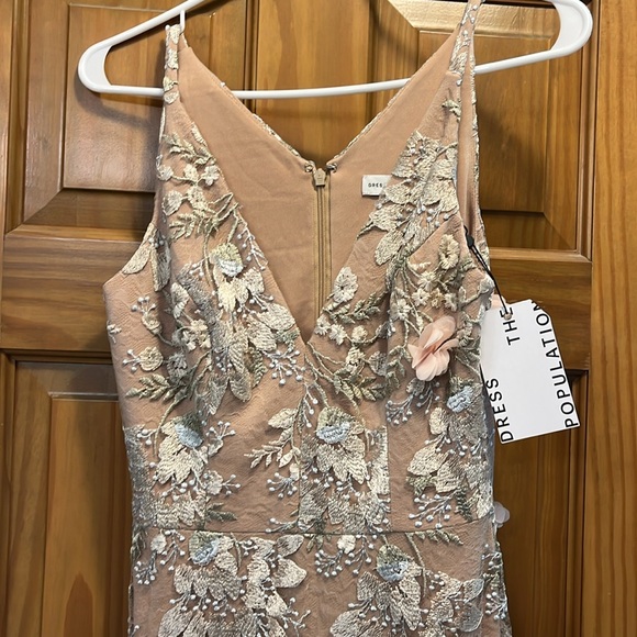 Dress The Population Embellished Plunging Gown Sleeveless Floral Long Dress- NWT - Picture 3 of 8